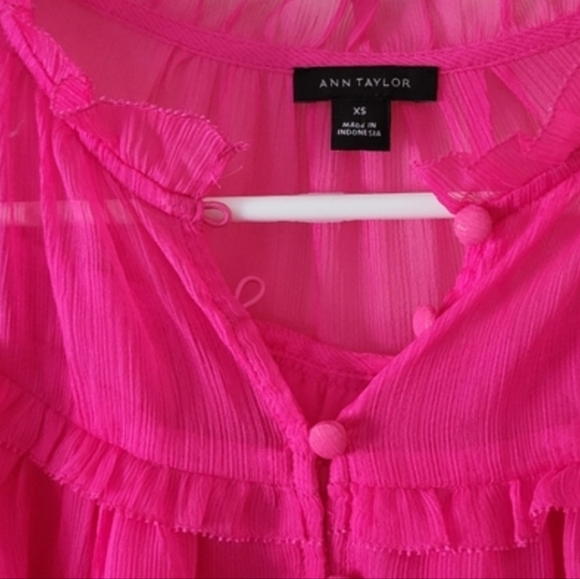 Ann Taylor Fuchsia Ruffled Blouse - Picture 5 of 10